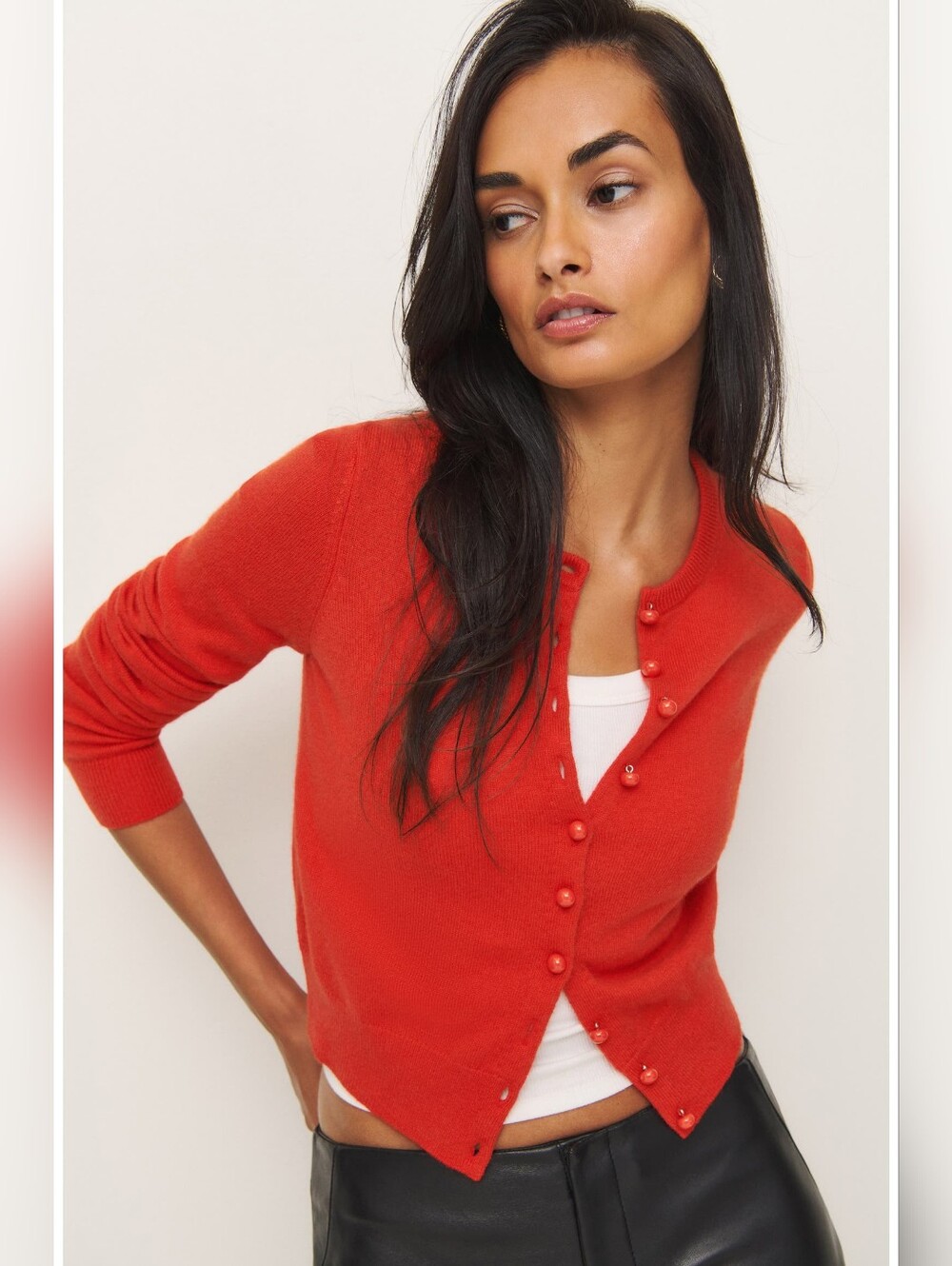 Reformation Caspia Cashmere Cropped Cardigan (Size XS)